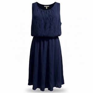 She + Sky Navy Blue Open Back Tank Dress Large | Smocked Waist